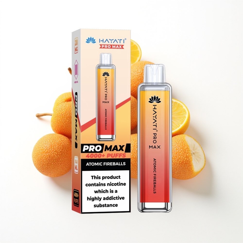 Hayati Pro Max 4000 Puffs Disposable Vape Boules de Feu Atomiques avec LED et rechargeable