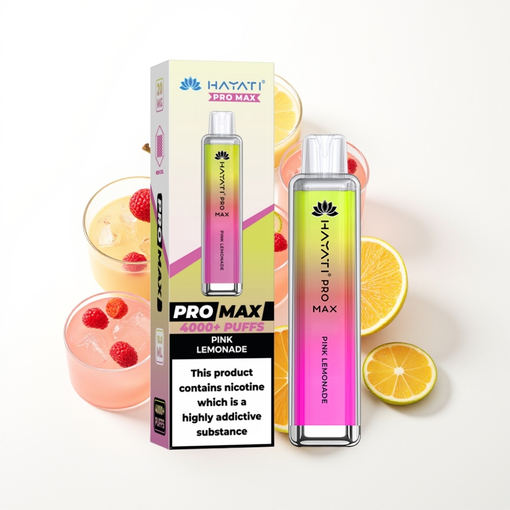 Hayati Pro Max 4000 Puffs Disposable Vape Citronade Rose avec batterie rechargeable