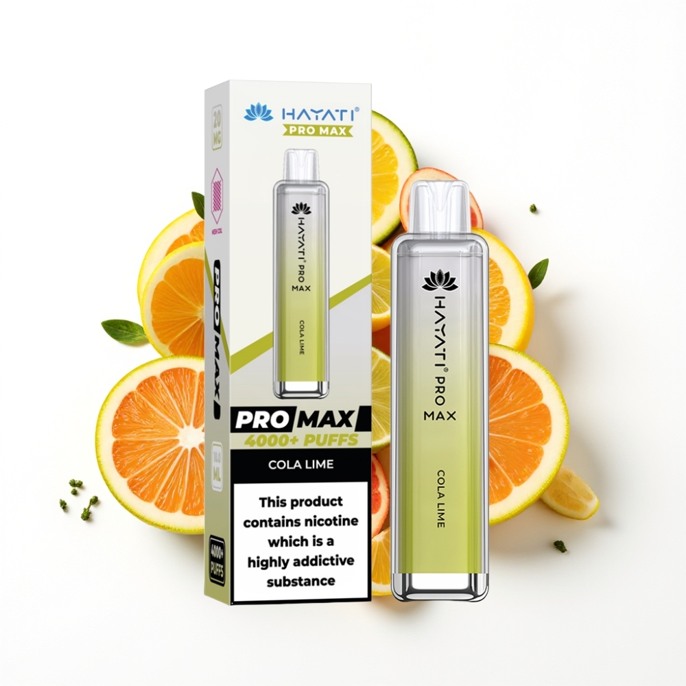 Hayati Pro Max 4000 Puffs Disposable Vape Cola Citron avec batterie rechargeable et 2% nicotine