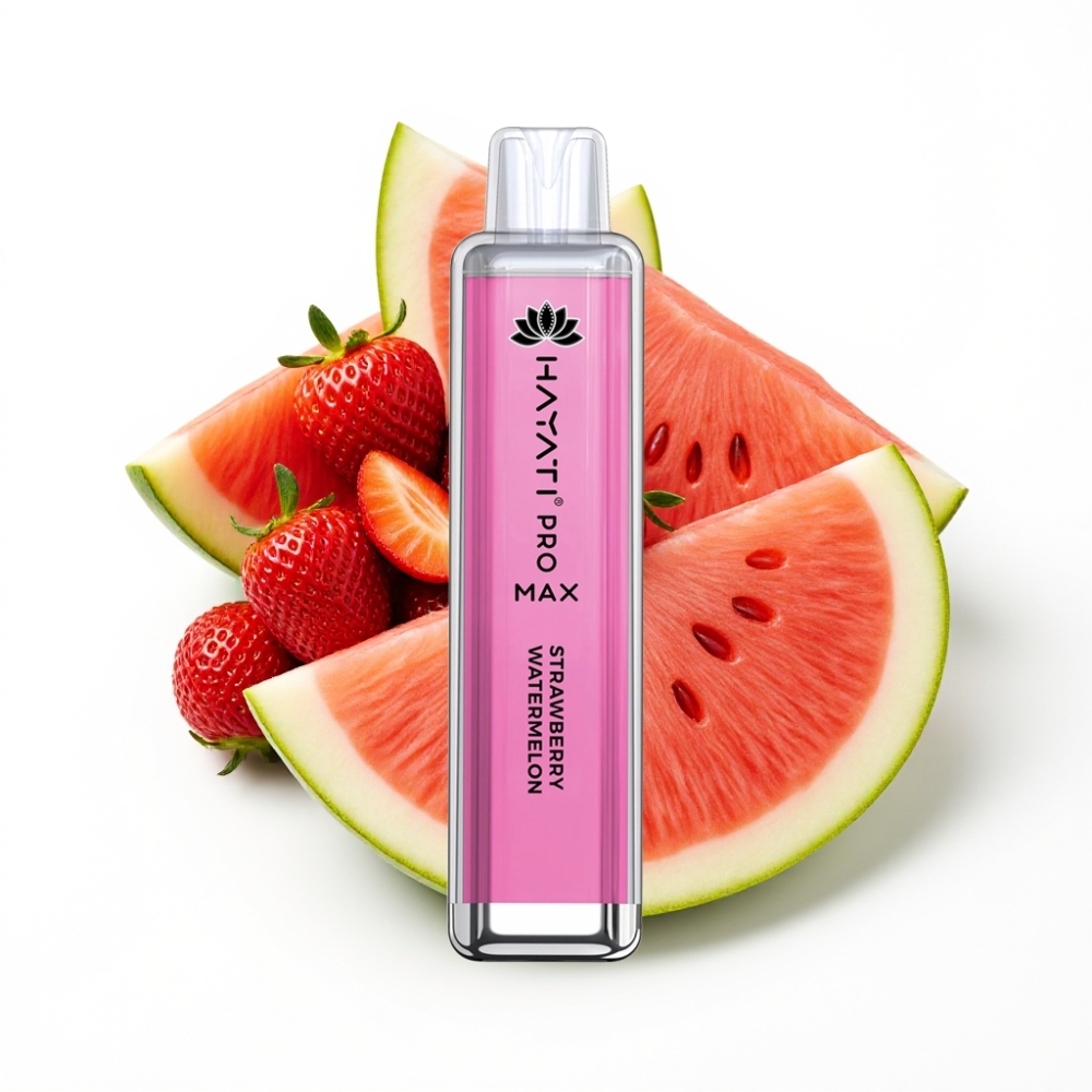 Hayati Pro Max 4000 Puffs Disposable Vape Fraise Pastèque avec LED et batterie rechargeable