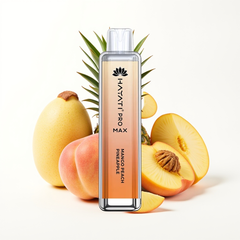 Hayati Pro Max 4000 Puffs Disposable Vape Mangue Pêche Ananas avec batterie rechargeable
