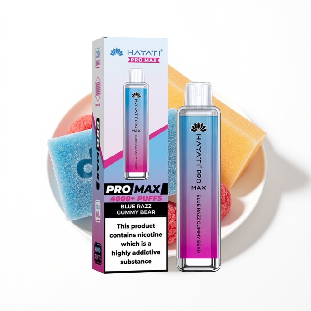 Hayati Pro Max 4000 Puffs Disposable Vape Ourson Gommé Bleu Azur