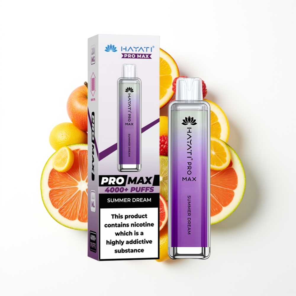Hayati Pro Max 4000 Puffs Disposable Vape Rêve d'Été avec Batterie Rechargeable et LED