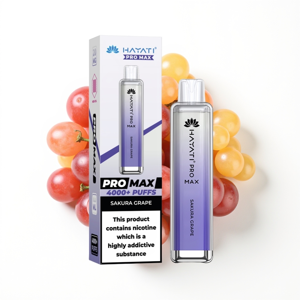 Hayati Pro Max 4000 Puffs Disposable Vape Raisin Sakura avec batterie rechargeable