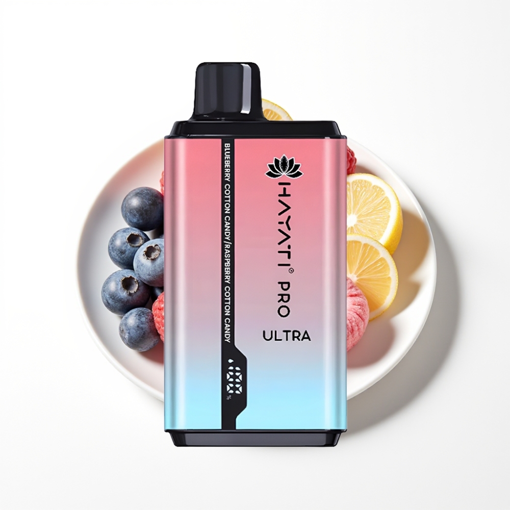 Hayati Pro Ultra 15000 Puffs Bonbon Coton Myrtille Framboise Bonbon Coton 850mAh 24ml