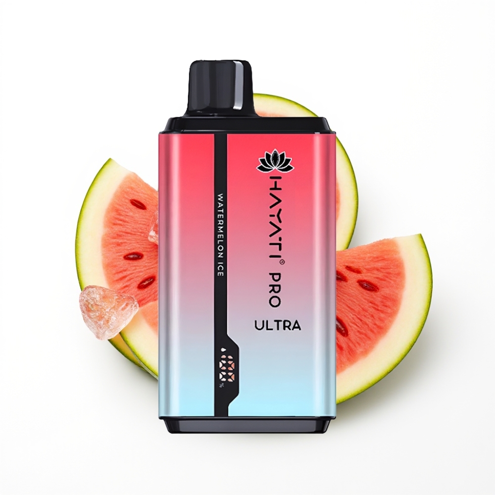 Hayati Pro Ultra 15000 Puffs Pastèque Glacée Disposable Vape avec 49 Saveurs et 850mAh