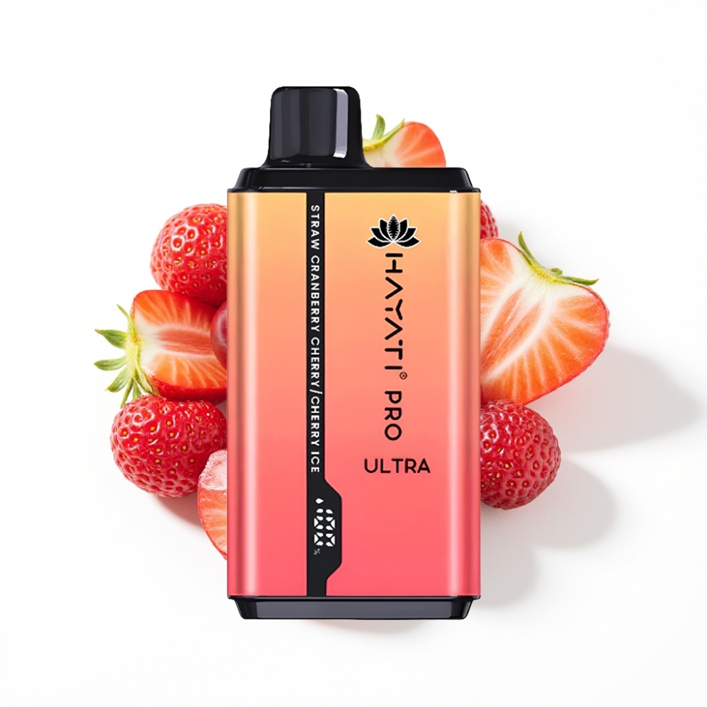 Hayati Pro Ultra 15000 Puffs Vape Disposable Fraise Cranberry Cerise Glace Cerise 2×12ml 2%