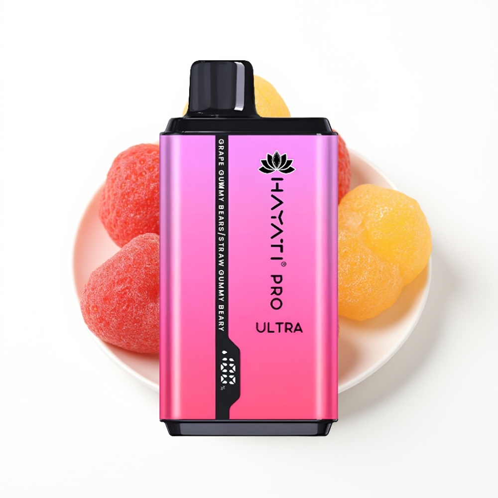 Hayati Pro Ultra 15000 Puffs Vape Disposable Gomme Ours Raisin Gomme Ours Fraise 2×12ml 2%