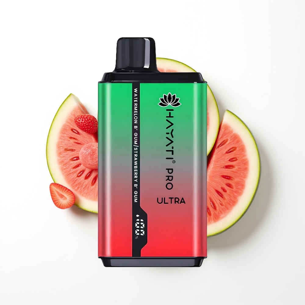 Hayati Pro Ultra 15000 Puffs Vape Disposable Pastèque Chewing-Gum Fraise Chewing-Gum