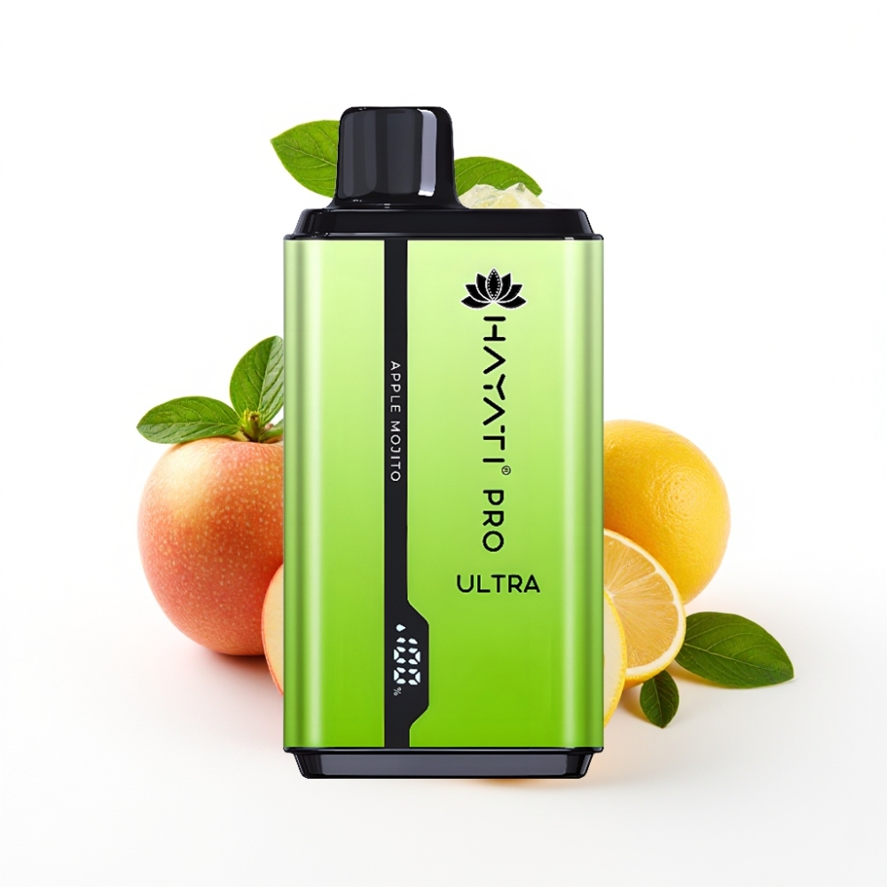 Hayati Pro Ultra 15000 Puffs Vape Disposable Pomme Mojito avec 850mAh et 2×12ml