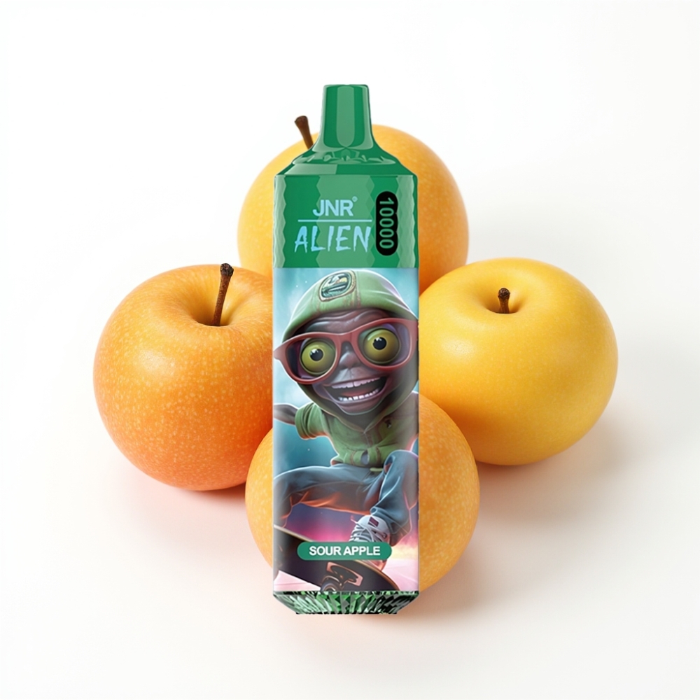 JNR Alien 10000 Puffs Pomme Acidulée avec LED RGB et Charge Rapide Type-C