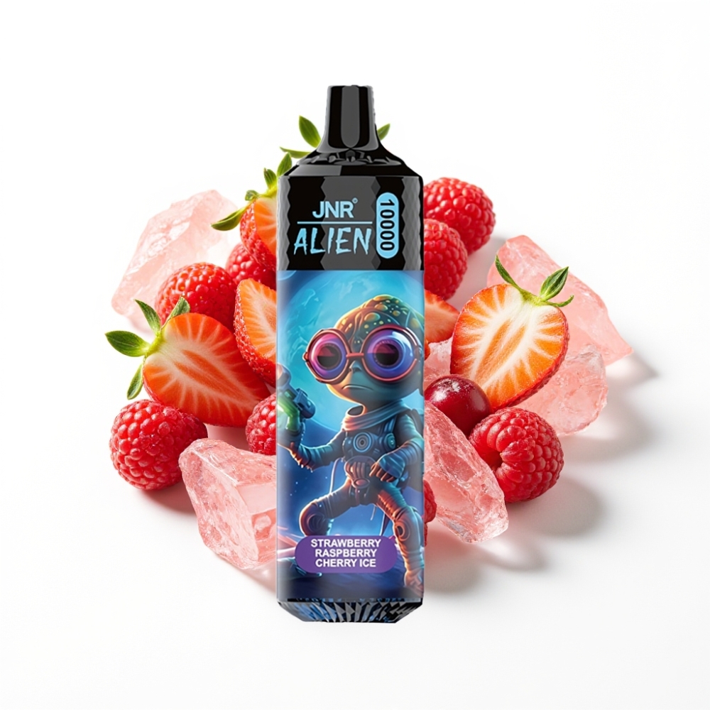 JNR Alien 10000 Puffs Vape Disposable Fraise Framboise Cerise Glace avec LED RGB et Type-C