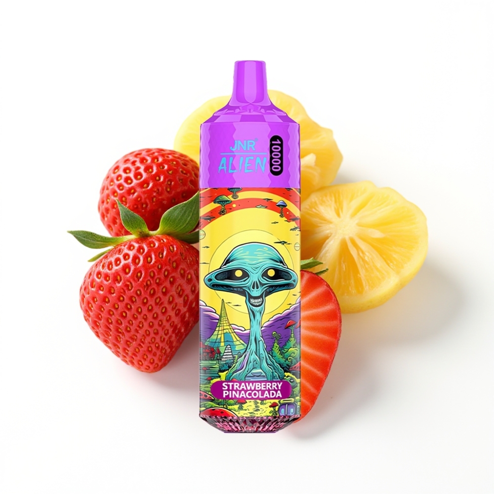 JNR Alien 10000 Puffs Vape Disposable Fraise Pina Colada avec LED RGB et Charge Rapide Type-C