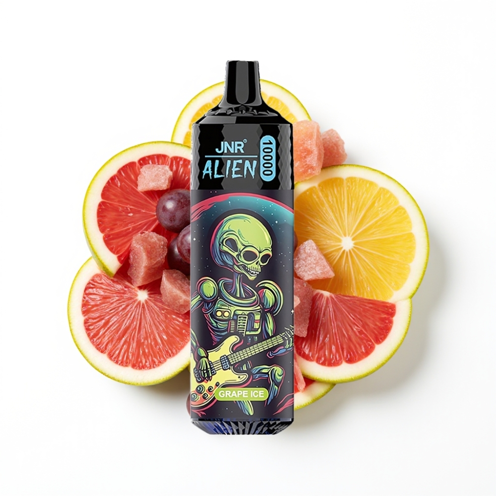 JNR Alien 10000 Puffs Vape Disposable Glace au Raisin avec LED RGB et Charge Rapide Type-C