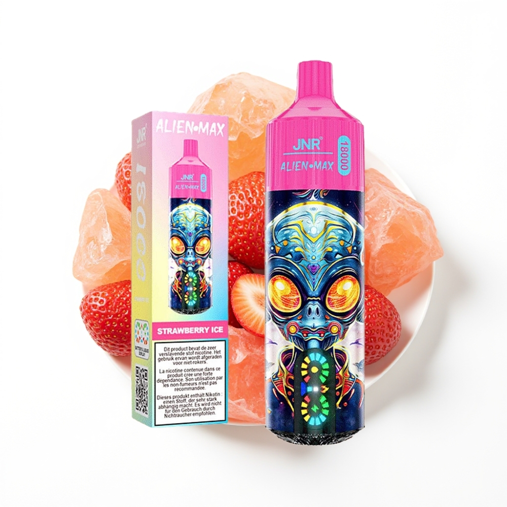 JNR Alien Max 18000 Puffs Fraise Glacée avec Affichage LED et Double Mesh Coil