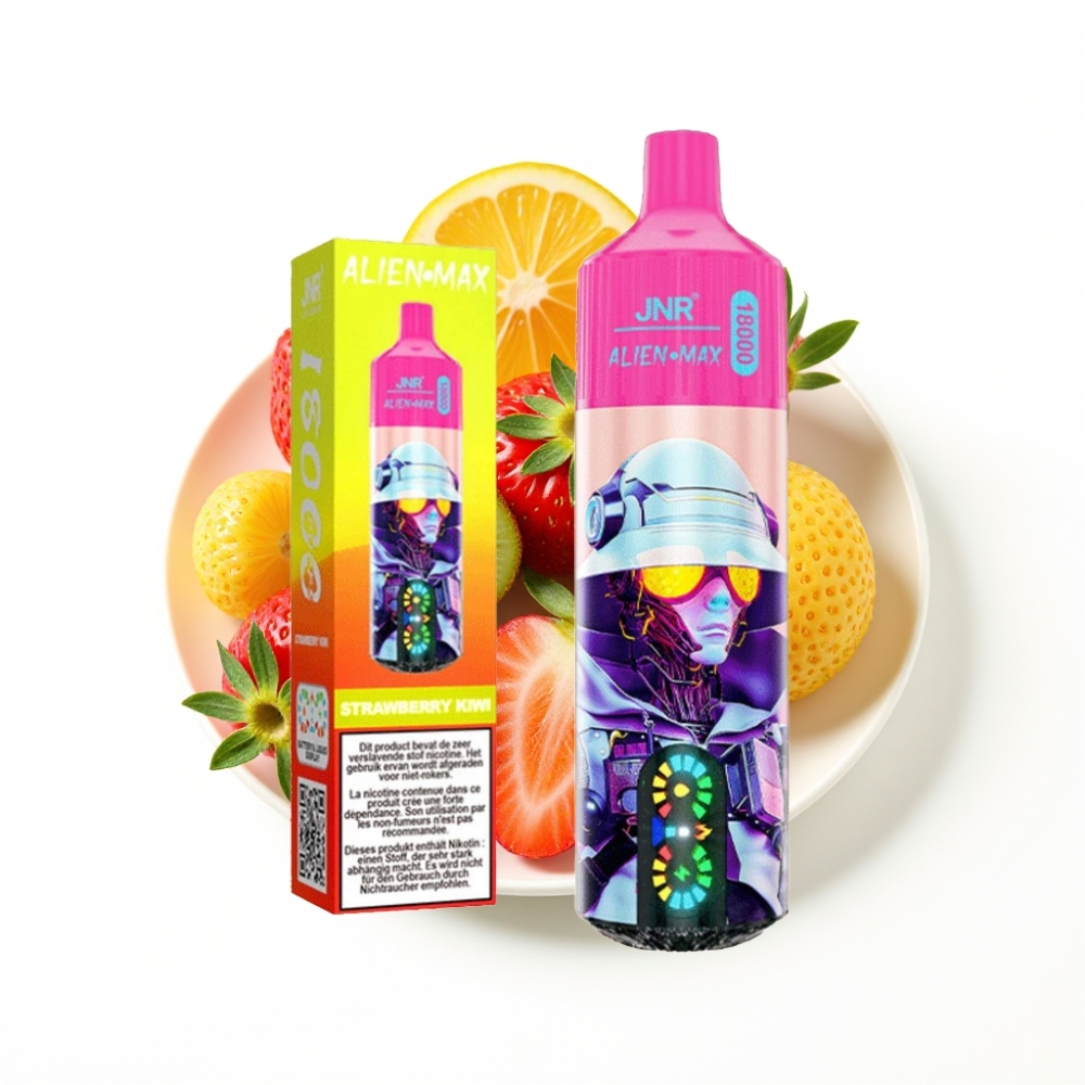 JNR Alien Max 18000 Puffs Fraise Kiwi avec écran LED et batterie 850mAh