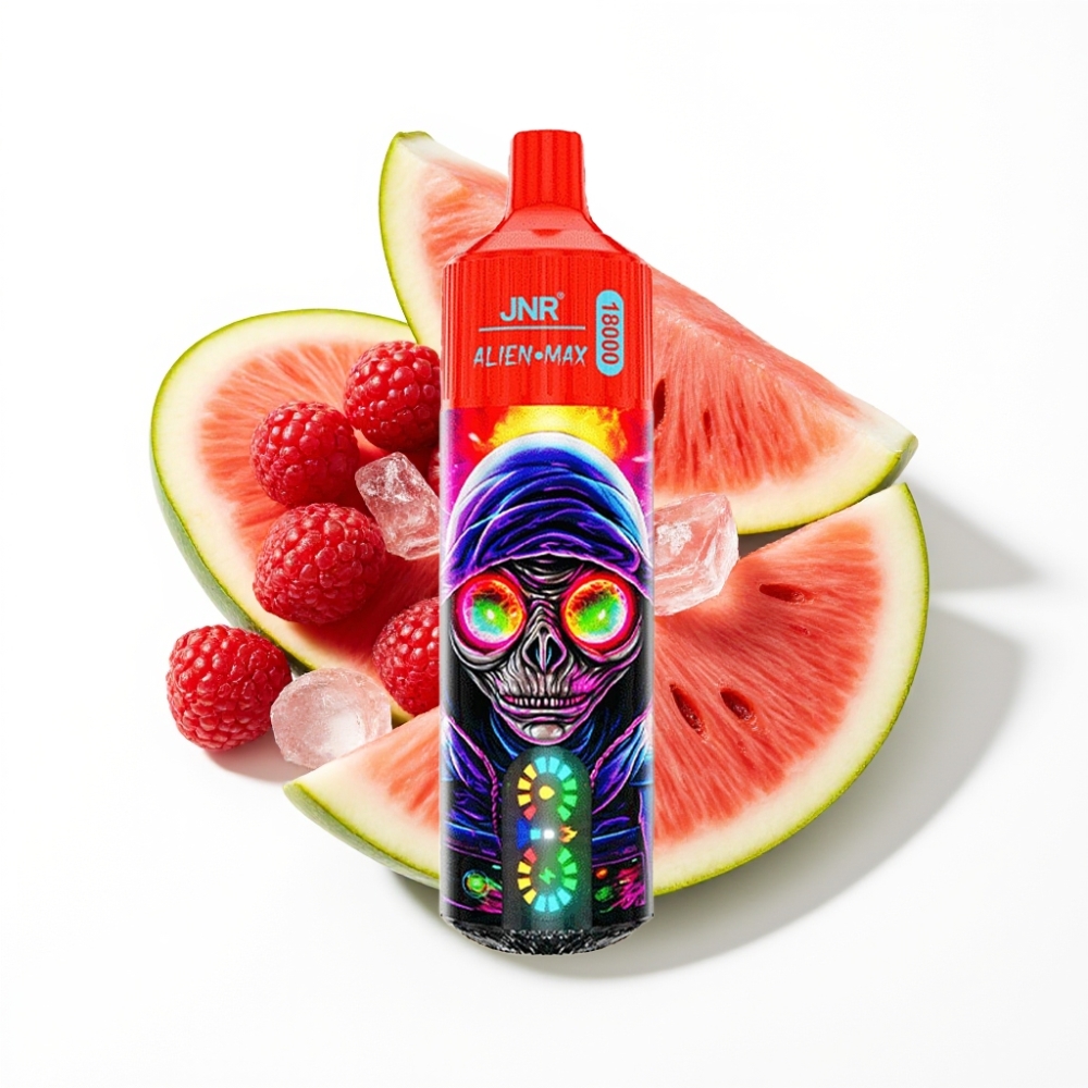 JNR Alien Max 18000 Puffs Glace Framboise Pastèque avec Smart LED Display et Dual Mesh Coil