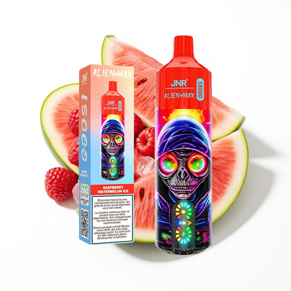 JNR Alien Max 18000 Puffs Glace Framboise Pastèque avec Smart LED Display et Dual Mesh Coil