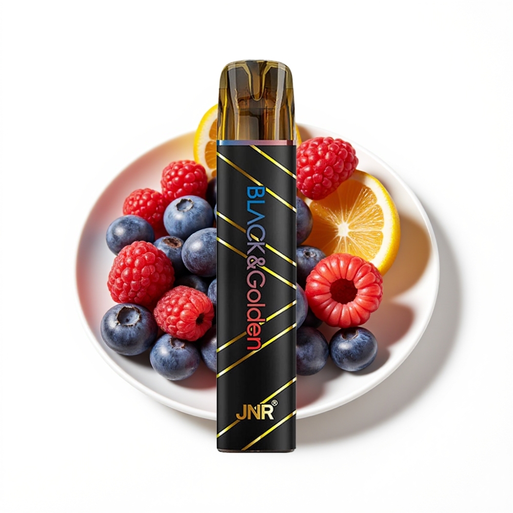 JNR Black&Golden 800 Puffs Disposable Vape Myrtille Framboise Acidulée
