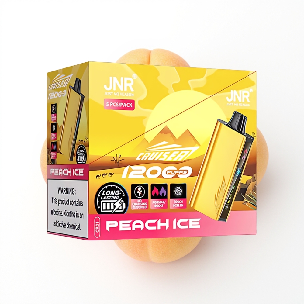JNR Cruiser 12000 Puffs No-Charge Disposable Vape Glace à la Pêche avec écran animé