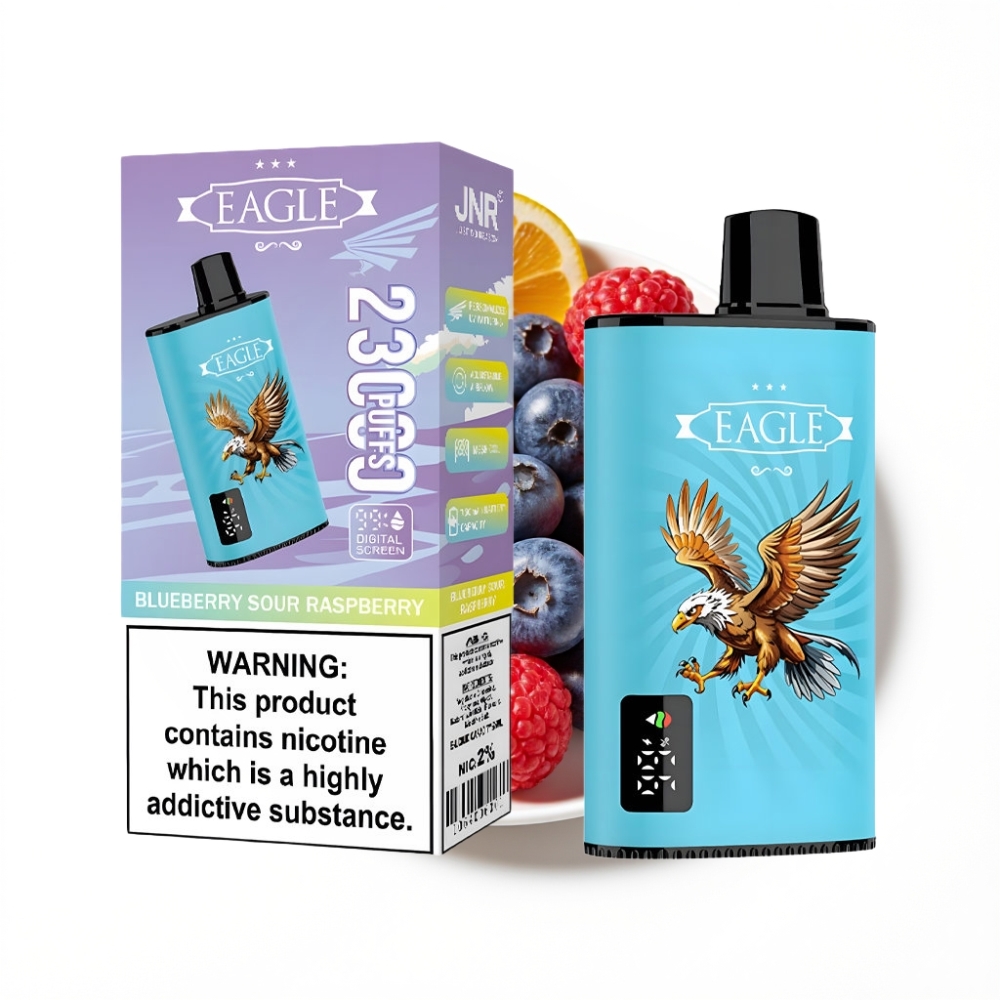 JNR EAGLE Smart 23000 Puffs Disposable Vape Myrtille Aigre-Framboise avec Ecran Digital et Bobine Mesh 1.0ohm