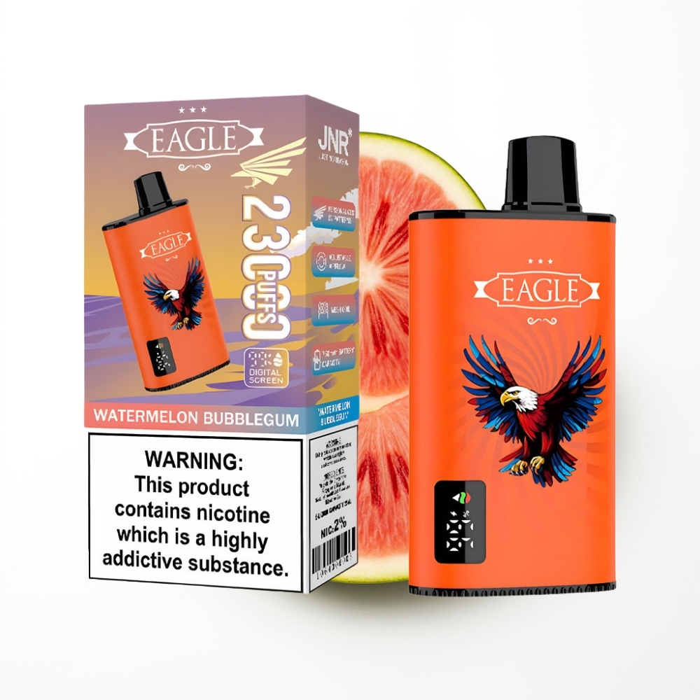 JNR EAGLE Smart 23000 Puffs Disposable Vape Pastèque Bubblegum avec écran numérique et batterie 750mAh