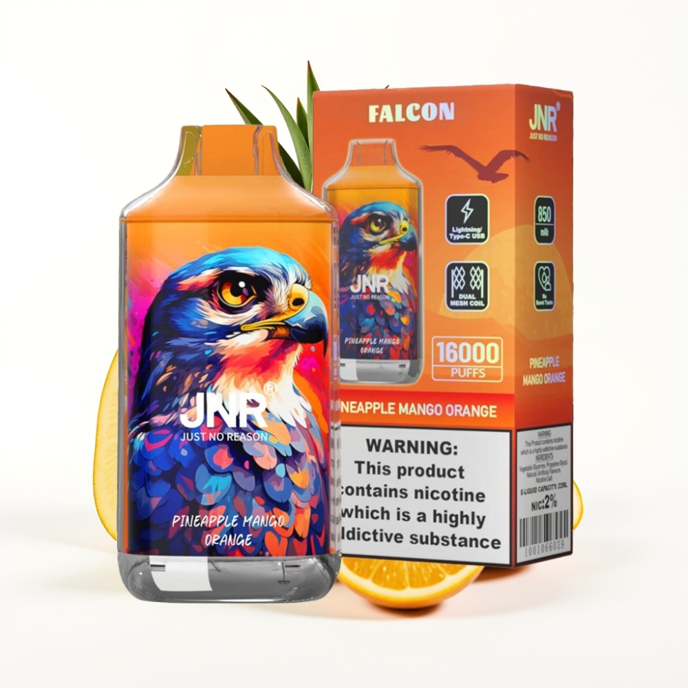 JNR Falcon 16000 Puffs Disposable Vape Ananas Mangue Orange avec 22ml et Dual Mesh Coil