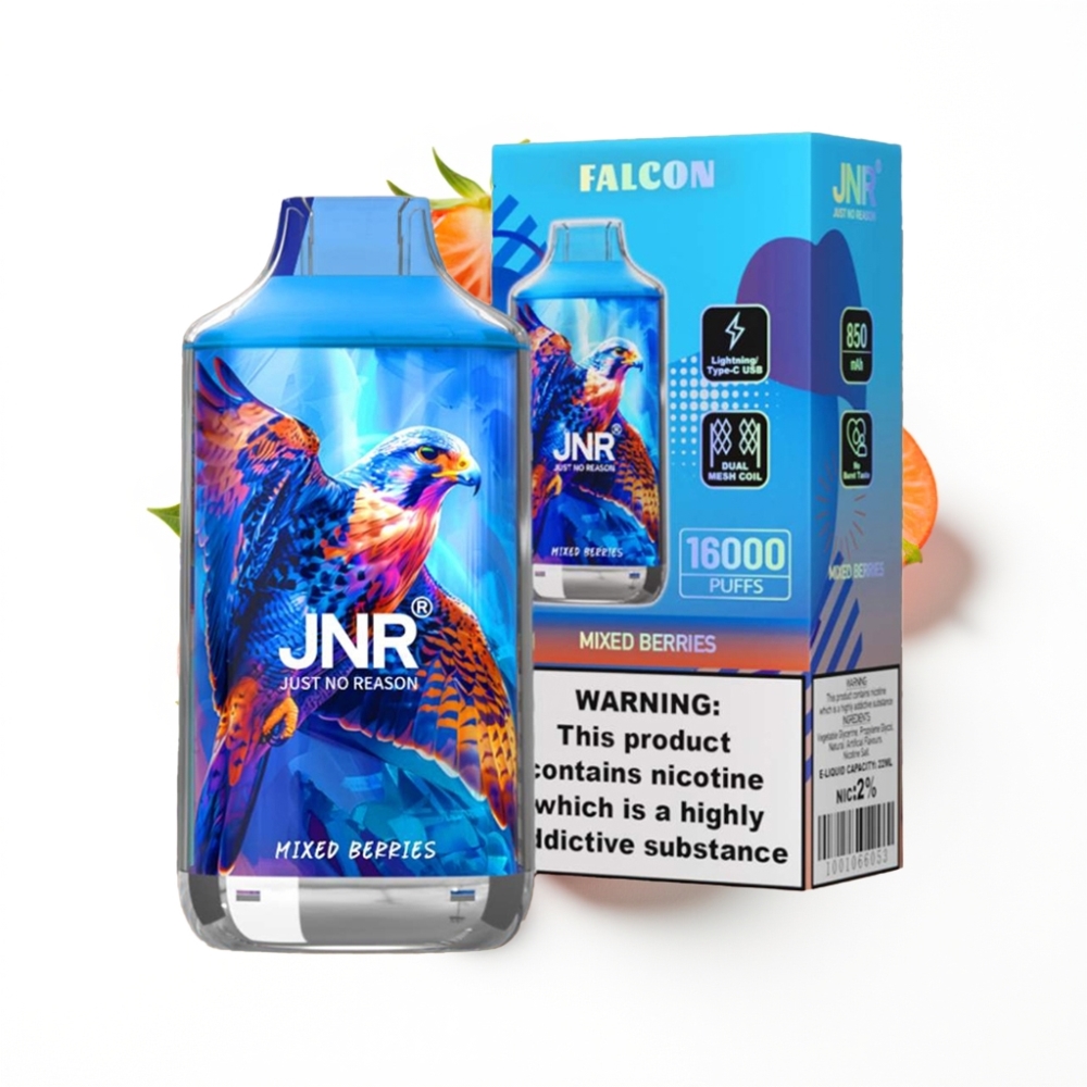 JNR Falcon 16000 Puffs Disposable Vape Baies Mixtes avec Affichage LED Intelligent et Double Mesh Coil