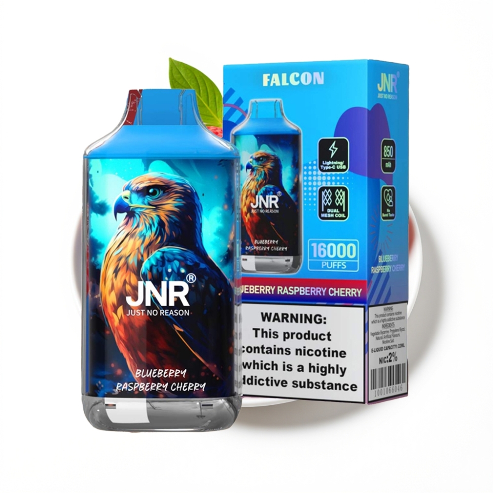 JNR Falcon 16000 Puffs Disposable Vape Myrtille Framboise Cerise avec LED Intelligente