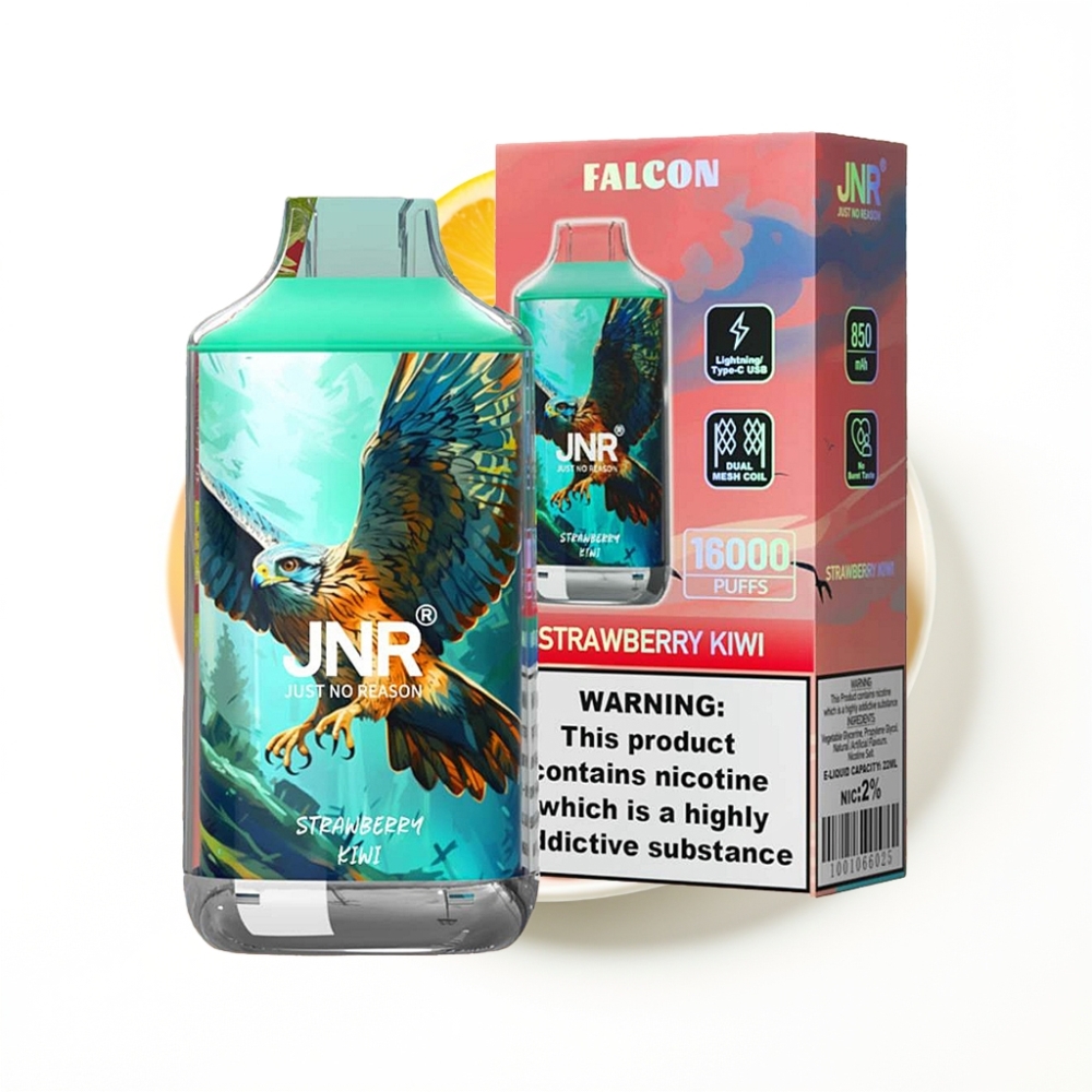 JNR Falcon 16000 Puffs Fraise Kiwi Disposable Vape avec 22ml et Dual Mesh Coil