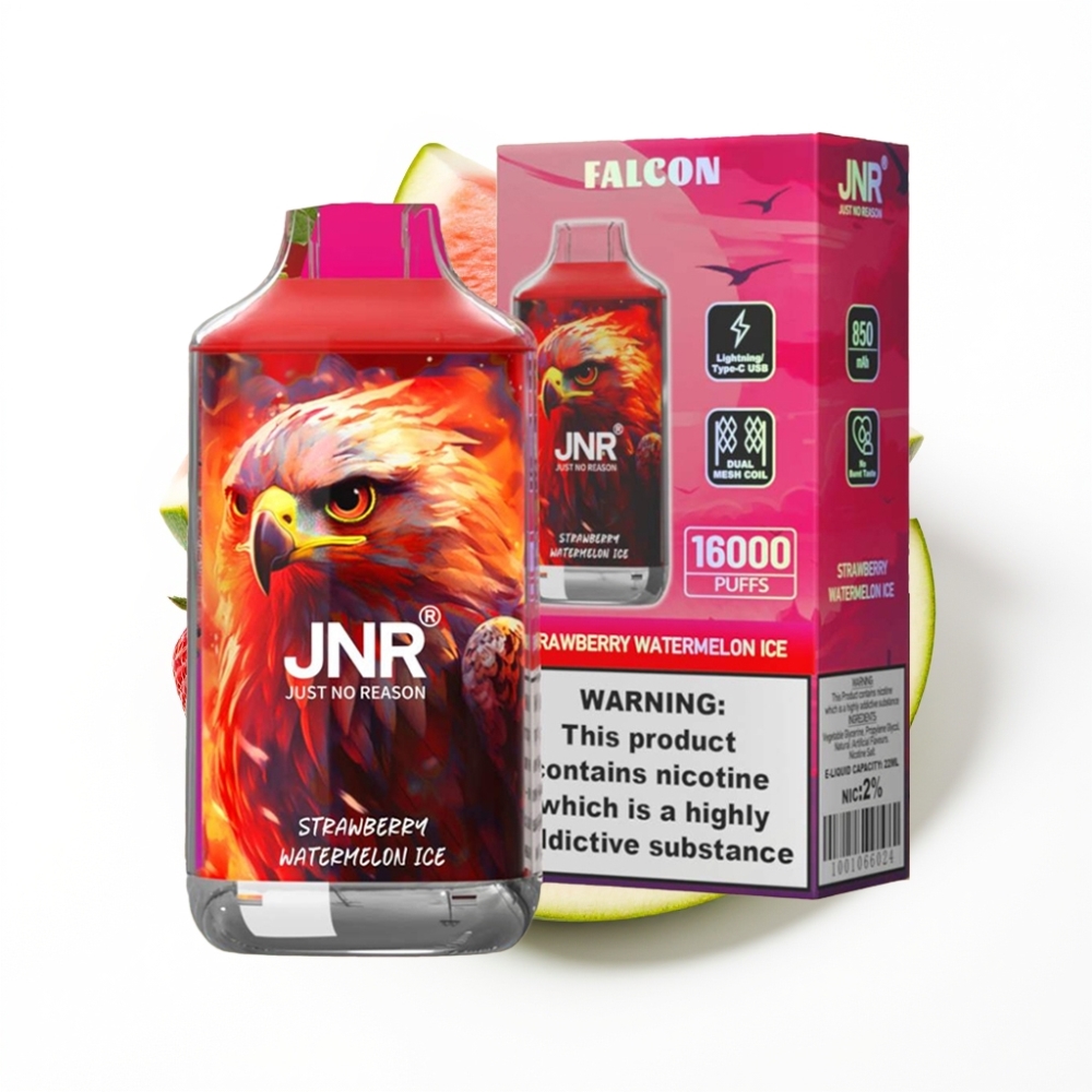 JNR Falcon 16000 Puffs Fraise Pastèque Glacée avec Affichage LED Intelligent et Double Mesh Coil