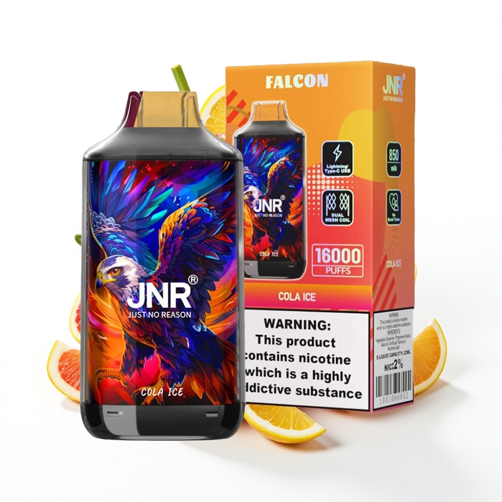 JNR Falcon 16000 Puffs Vape Disposable Cola Glacé - 22ml, Double Mesh, Affichage LED