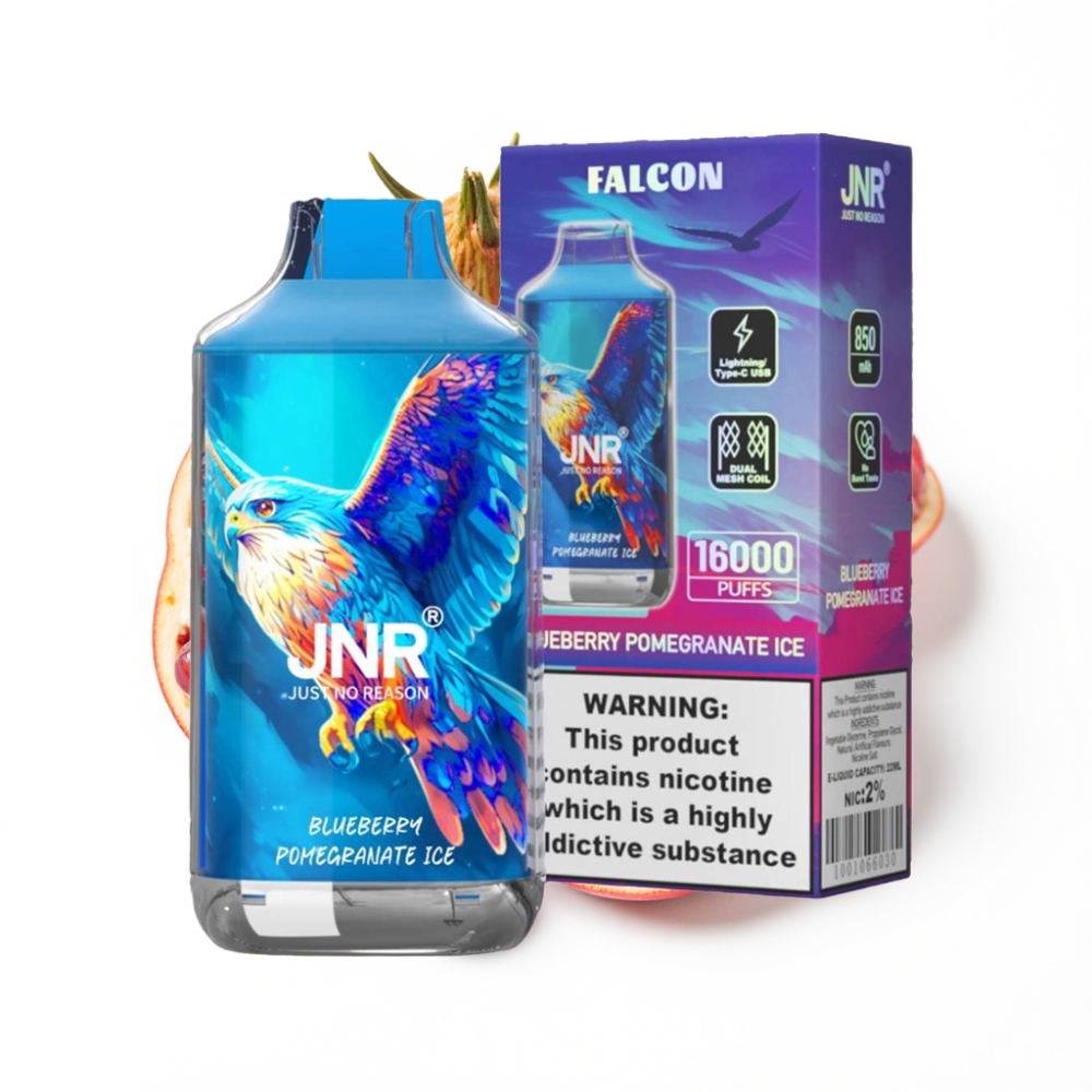 JNR Falcon 16000 Puffs Vape Disposable Myrtille Grenade Glacée avec LED Smart