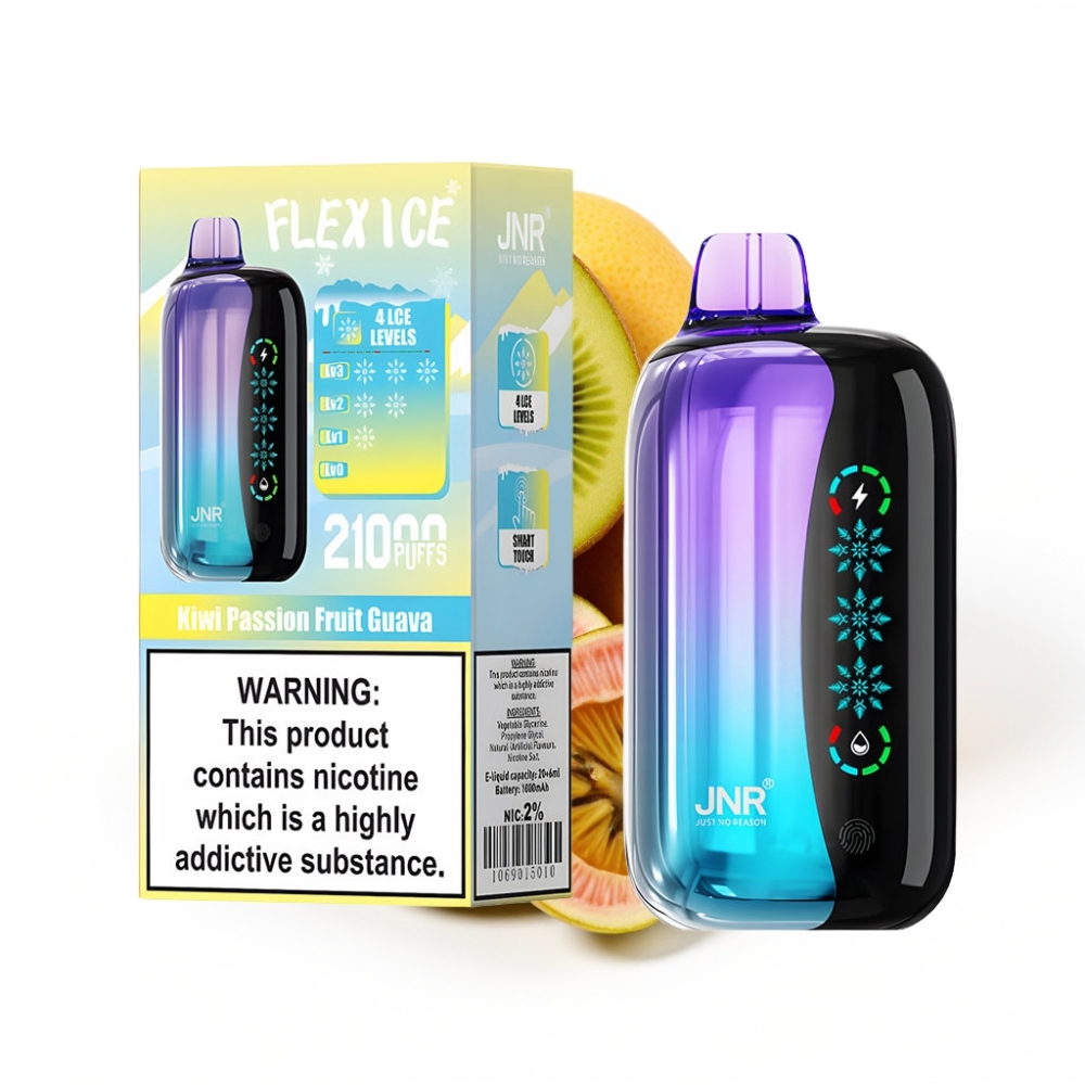JNR Flex Ice 21000 Puffs Déposable Vape Kiwi Fruit de la Passion Goyave avec Écran Tactile et Ice Réglable