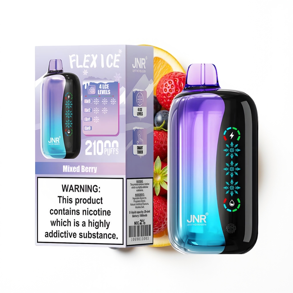JNR Flex Ice 21000 Puffs Disposable Vape Baies Mixtes avec Ice Adjustable et Écran Tactile