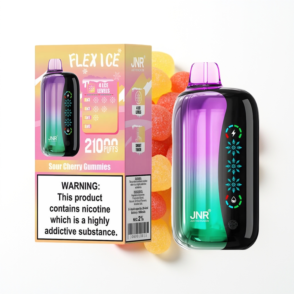 JNR Flex Ice 21000 Puffs Disposable Vape Bonbons Acidulés Cerise et Glace Adjustable