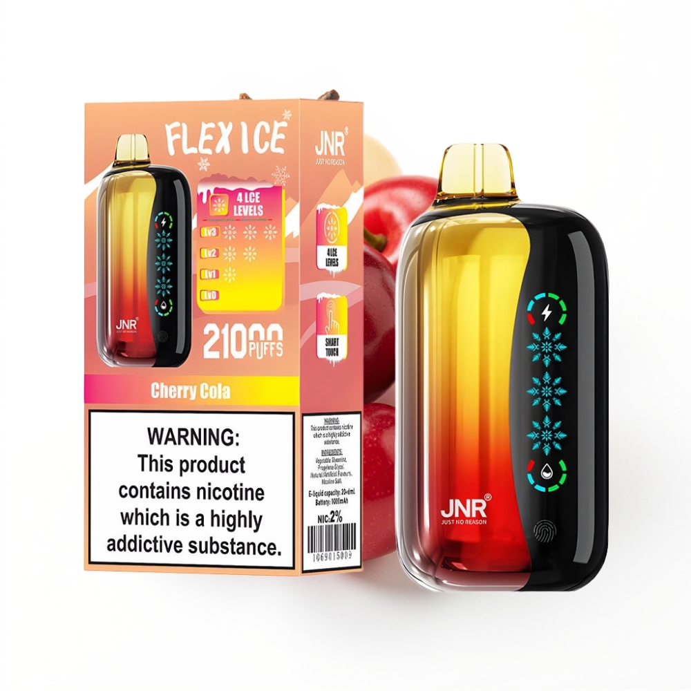 JNR Flex Ice 21000 Puffs Disposable Vape Cerise Cola avec Ice Adjustable et 26ml E-liquide