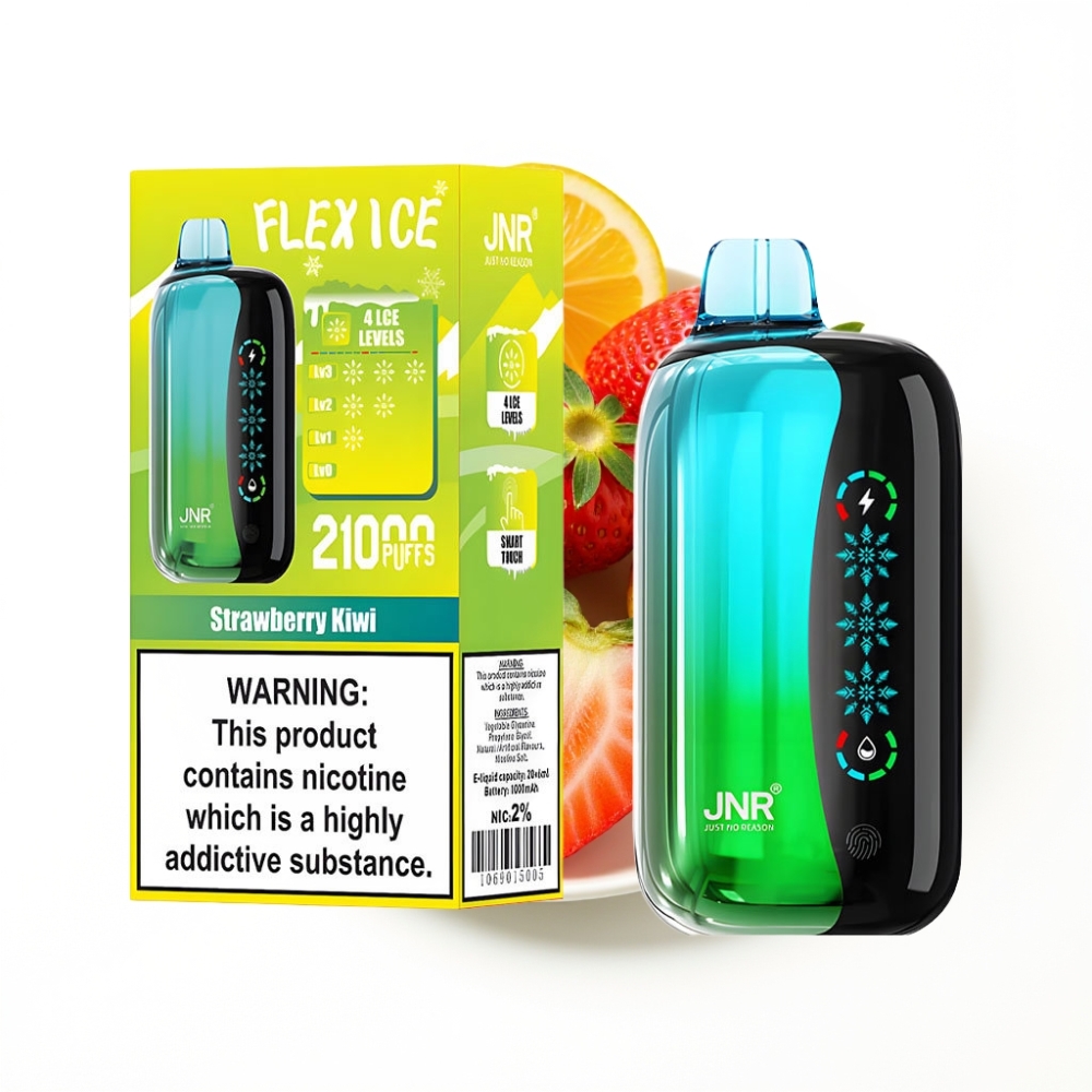 JNR Flex Ice 21000 Puffs Disposable Vape Fraise Kiwi avec Ice Adjustable et 26ml E-liquide