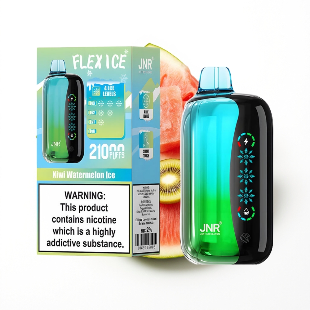 JNR Flex Ice 21000 Puffs Disposable Vape Kiwi Pastèque Glacé avec Ice Adjustable et 26ml E-liquide