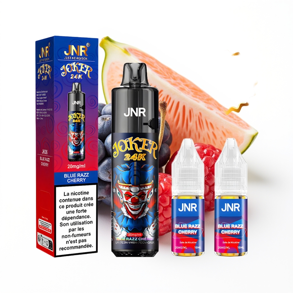 JNR Joker 24K Puffs Disposable Vape Bleu Framboise Cerise avec 24000 Puffs et 2% de nicotine