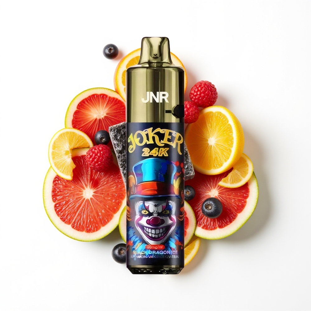 JNR Joker 24K Puffs Disposable Vape Dragon Noir Glacé avec 2+10ml Rechargeable et 800mAh