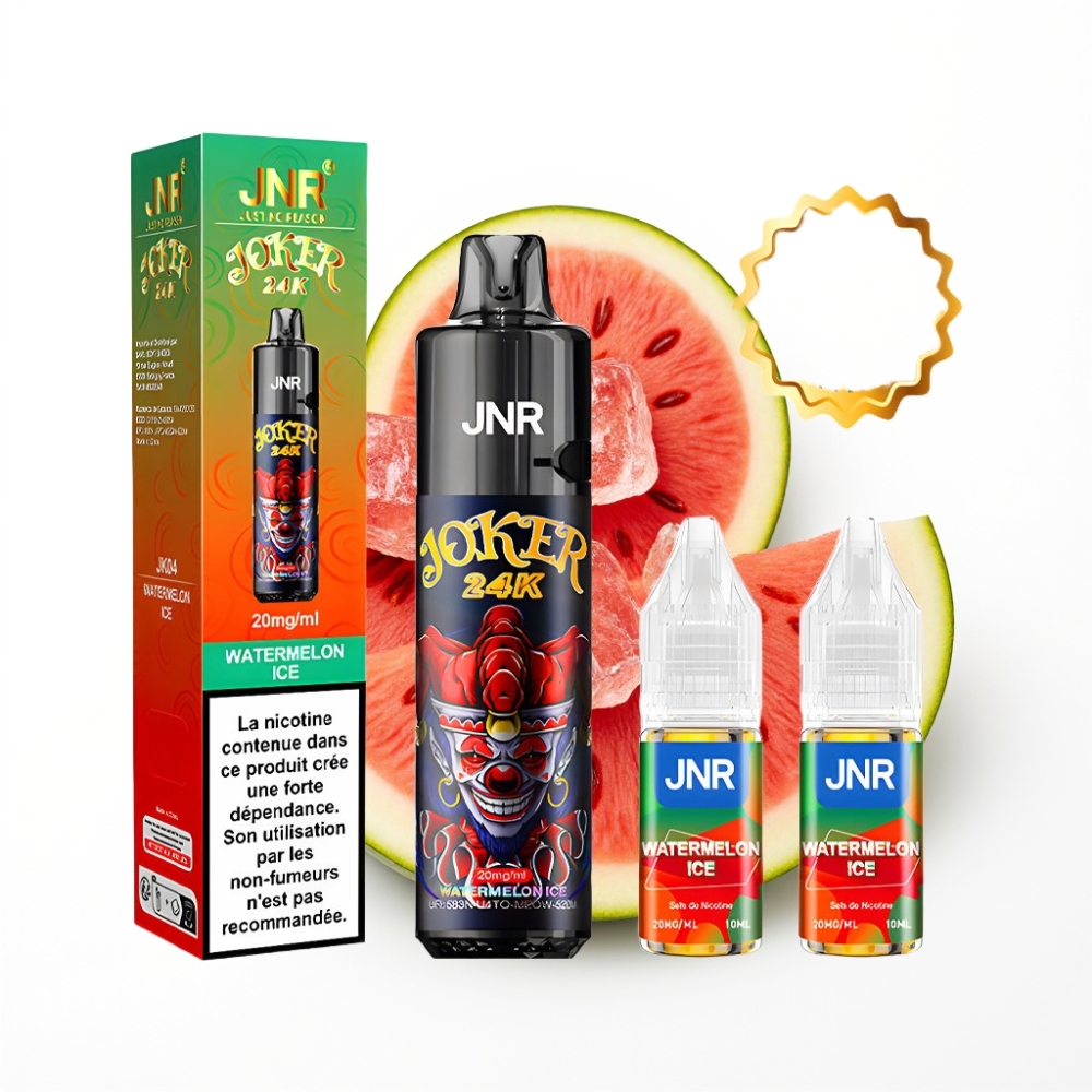 JNR Joker 24K Puffs Disposable Vape Glace Pastèque avec 800mAh et Type-C