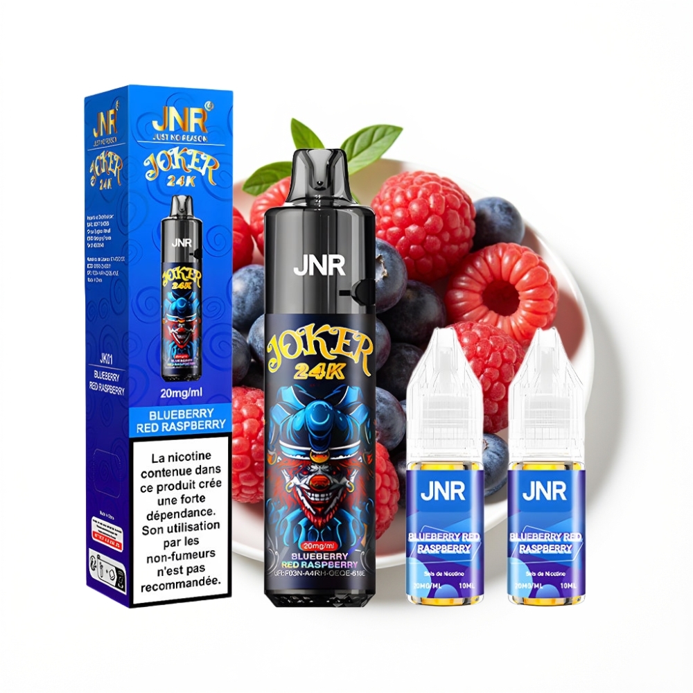 JNR Joker 24K Puffs Disposable Vape Myrtille Framboise Rouge avec 800mAh et Type-C
