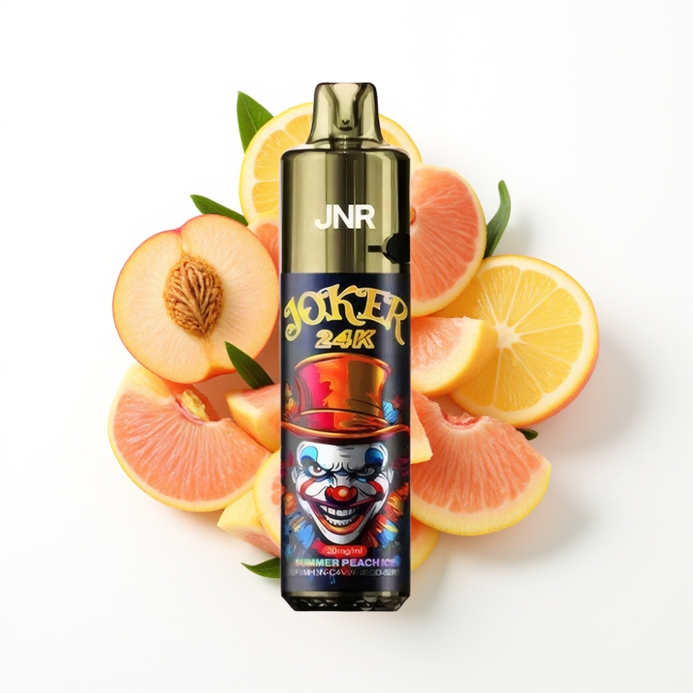 JNR Joker 24K Puffs Disposable Vape Pêche Estivale Glacée avec 2+10ml Pod et 800mAh Batterie