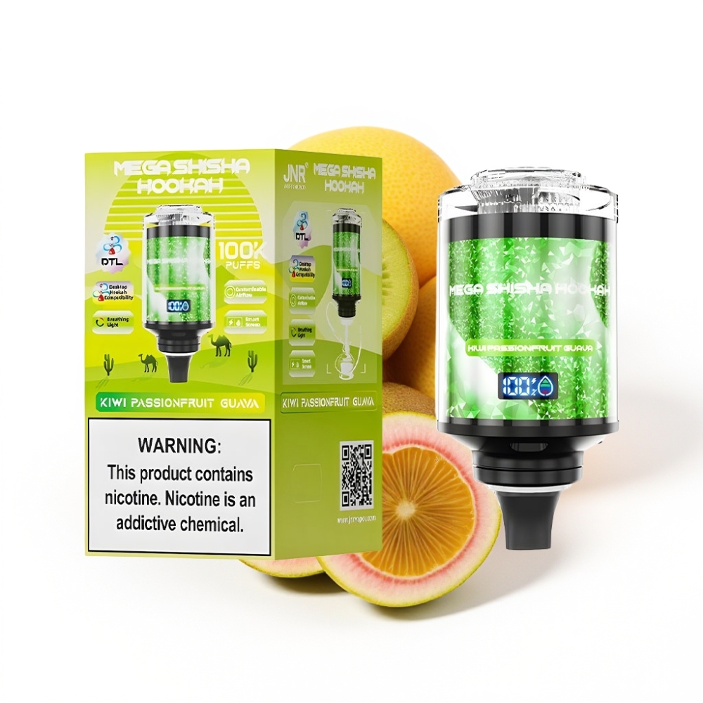JNR Mega Shisha Hookah 100K Compatibilité Bureau Kiwi Fruit de la Passion Goyave