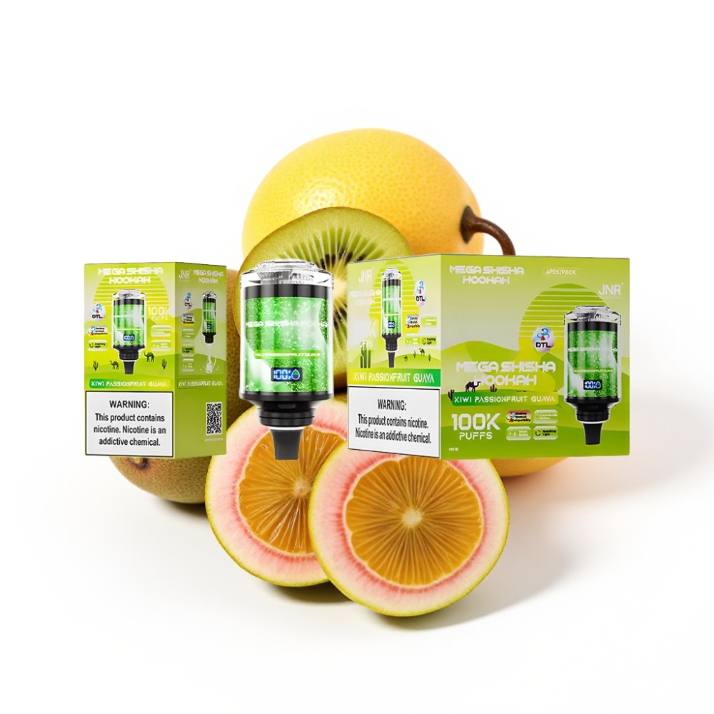 JNR Mega Shisha Hookah 100K Compatibilité Bureau Kiwi Fruit de la Passion Goyave