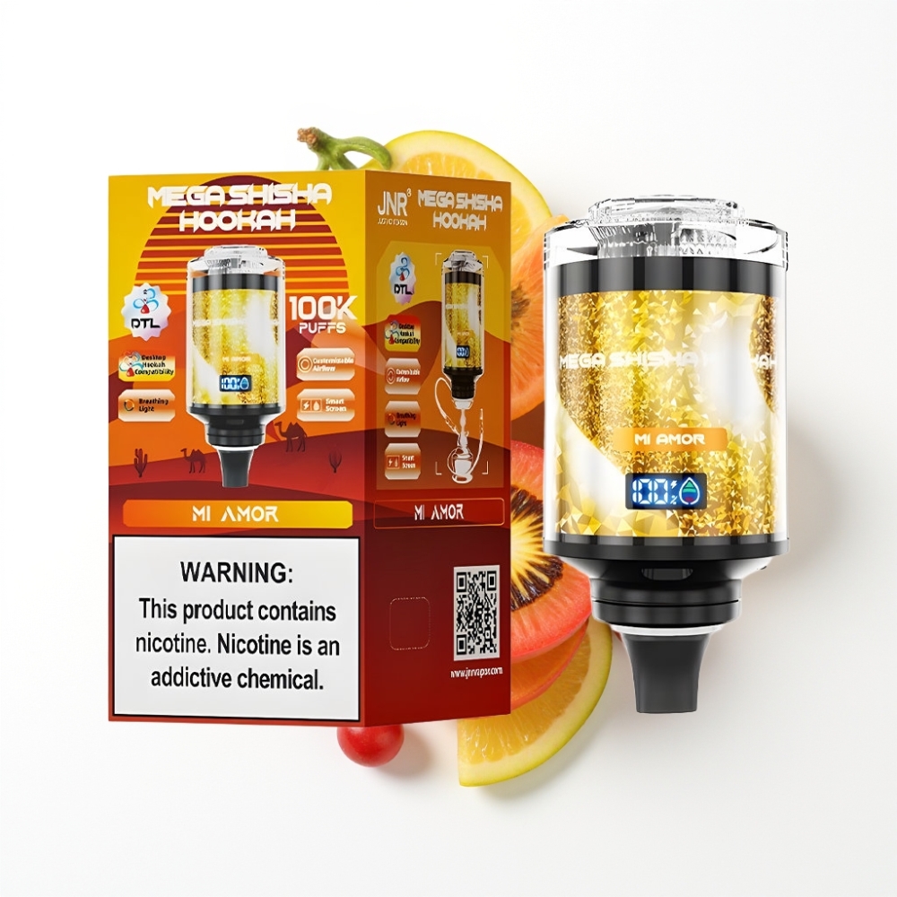 JNR Mega Shisha Hookah 100K Compatibilité Bureau Mon Amour 60ml 2200mAh