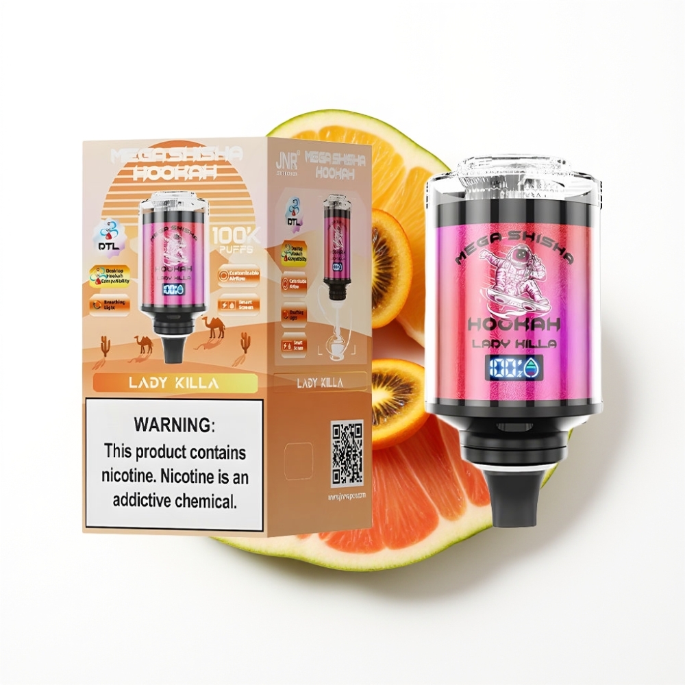 JNR Mega Shisha Hookah 100K Compatibilité Bureau Tueuse de Dame 60ml 2200mAh
