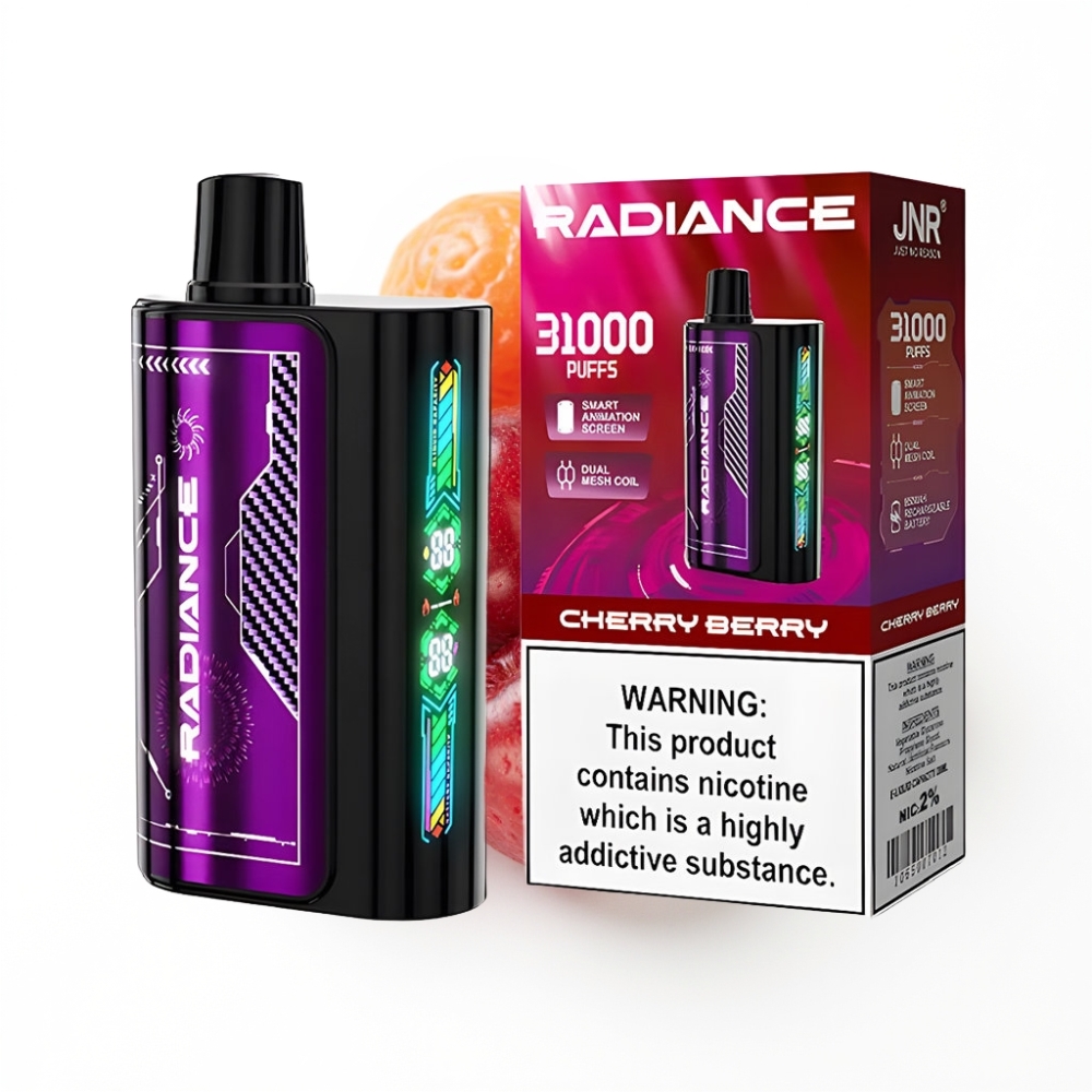 JNR Radiance 31000 Puffs Disposable Vape CERISE BAIE avec écran animé et batterie rechargeable