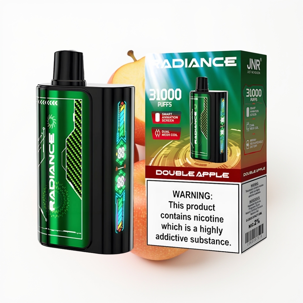 JNR Radiance 31000 Puffs Disposable Vape DOUBLE POMME avec écran animé et batterie rechargeable